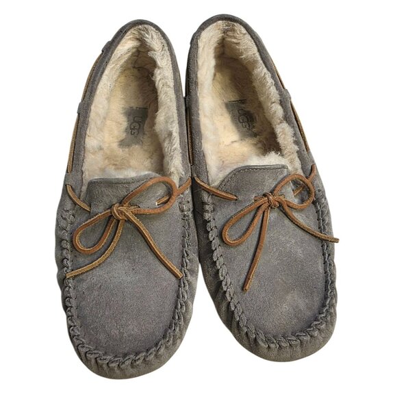 UGGS Grey Leather Moccasin Women's Size 10 - Picture 6 of 10